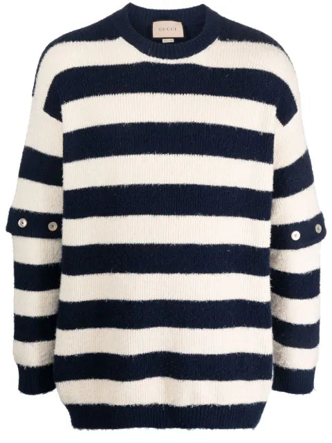 Gucci striped crew-neck brushed jumper