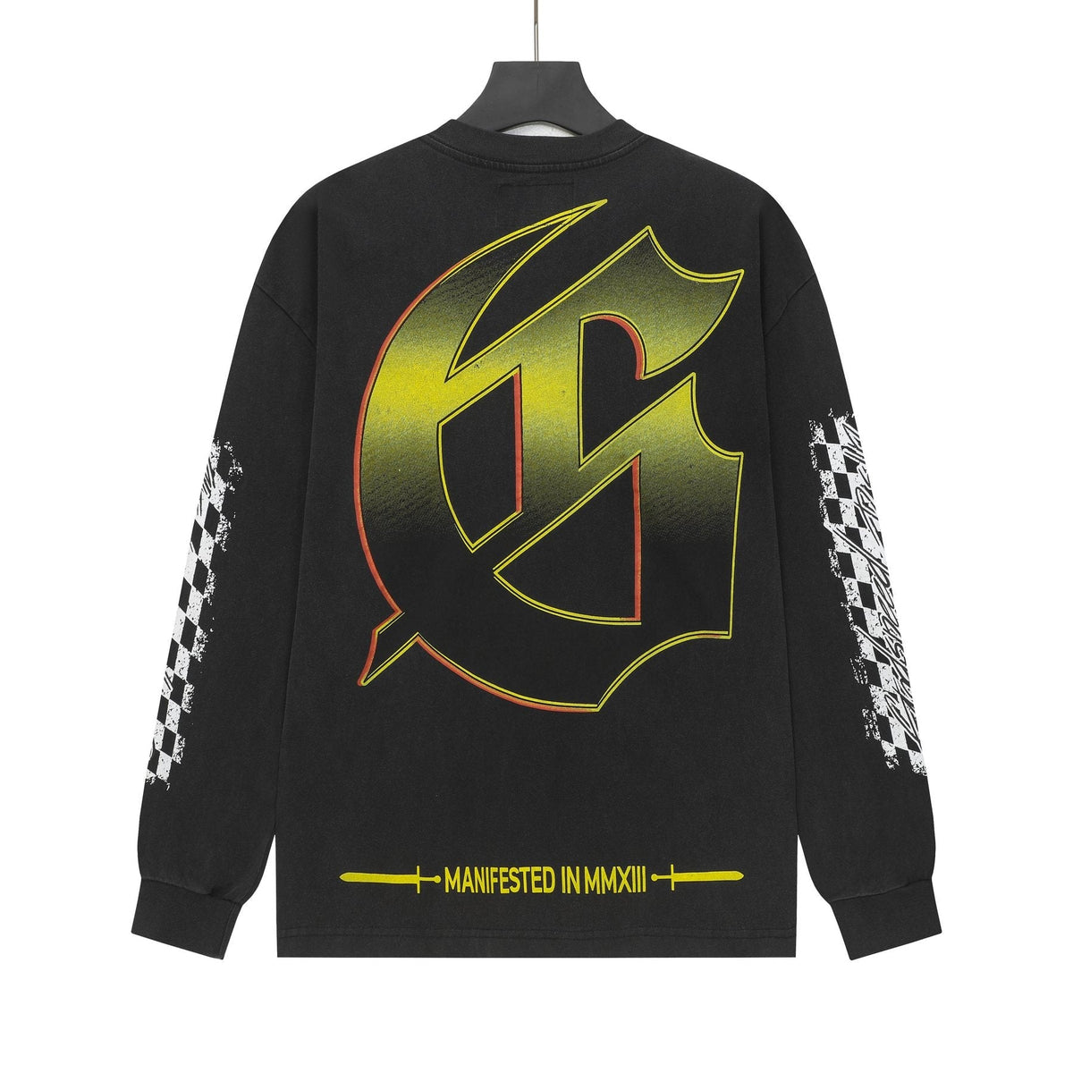 Godspeed Washed Black Racing Skull Long-Sleeve T-Shirt