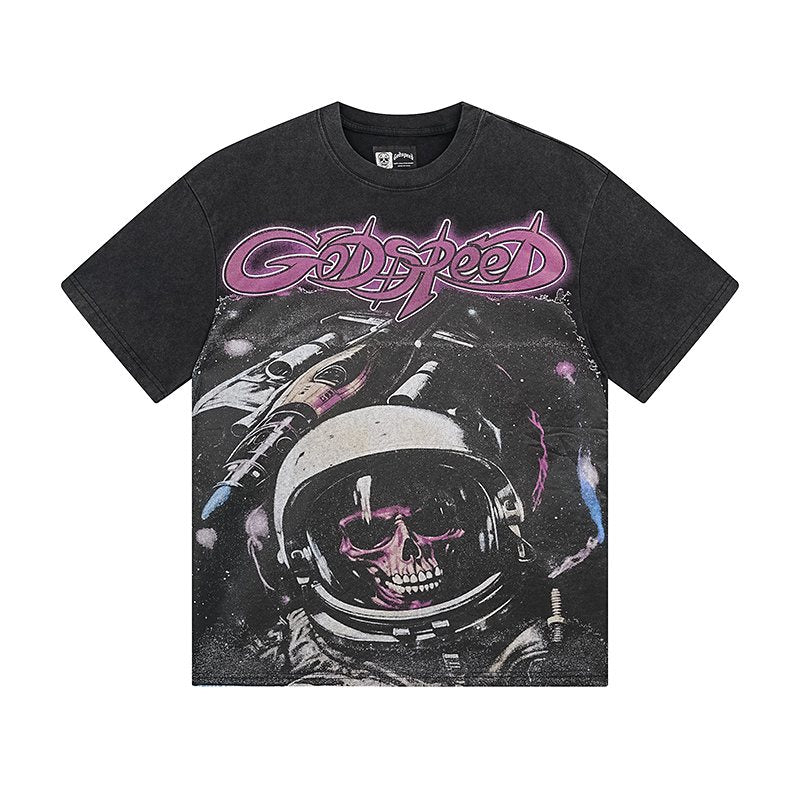 Godspeed Astronaut Skull Graphic T-Shirt