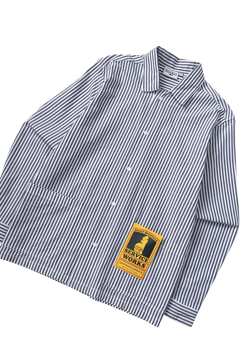 SERVICE WORKS POPLIN STRIPE WAITER SHIRT Royal