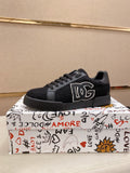 Dolce & Gabbana Men's Black Logo Low-Top Sneakers - Dark Rubber Sole
