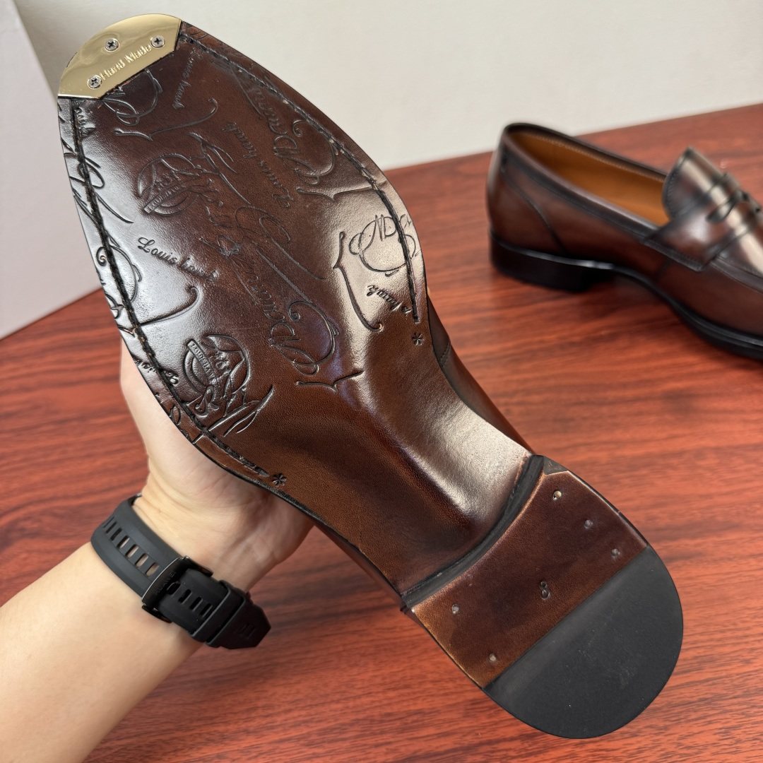 Berluti Men's Burnished Penny Loafers