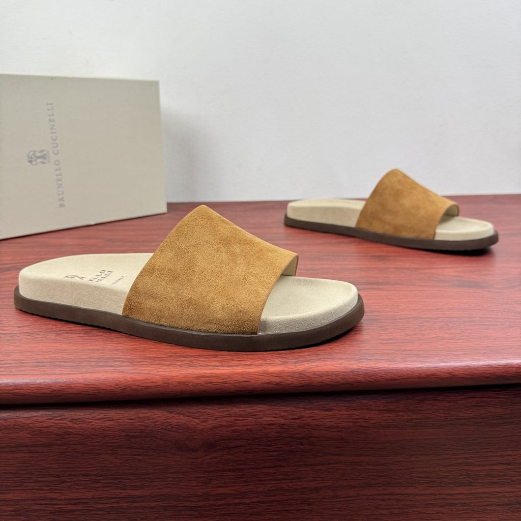 Brunello Cucinelli Men's Suede Slide Sandals